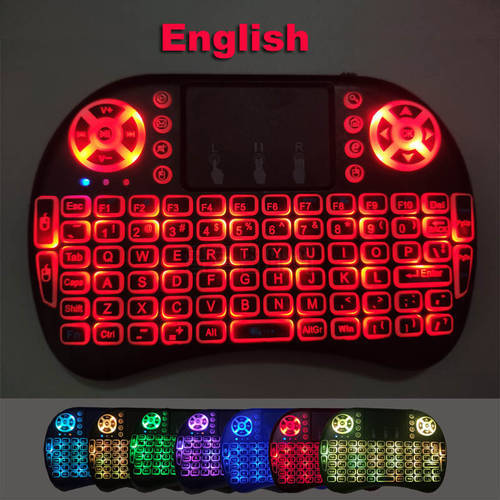 Russian English i8 Keyboard Mini 7 Color Backlit 2.4G Wireless Air Mouse i10 Rechargeable Keyboard For TV BOX Gamepad PC Laptop