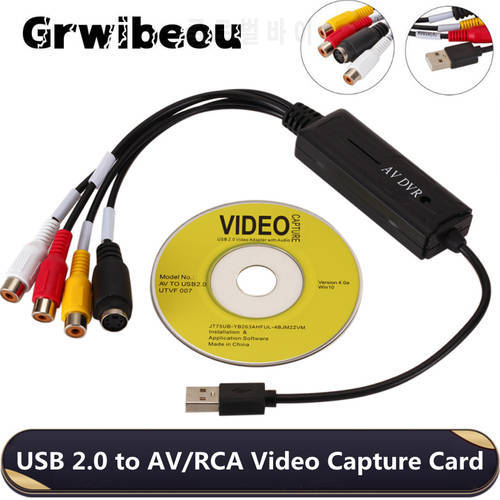 Grwibeou USB 2.0 Audio Video Capture Card Easy to cap Adapter VHS to DVD Video Capture for Windows 10/8/7/XP Video Capture Card
