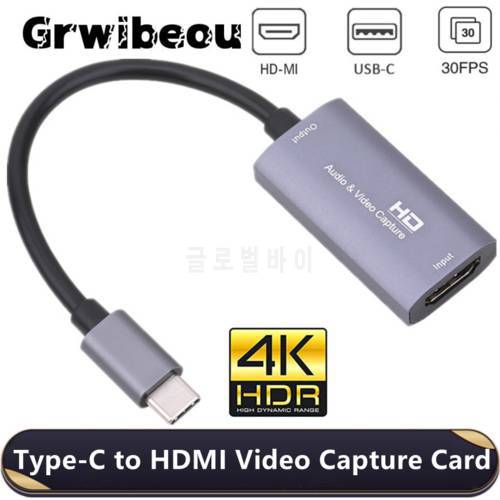 Grwibeou 4K HDMI-compatible to USB-C Video Capture Card Type C to HDMI Video Capture Board Game Record Live Streaming Broadcast