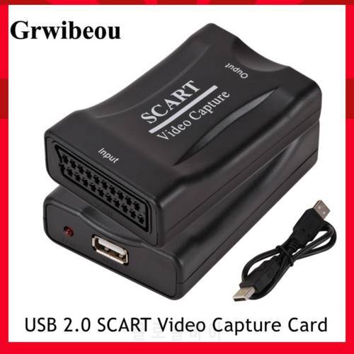 Grwibeou Video Capture Card USB 2.0 Scart Video Grabber Record Box For PS4 Game DVD Camcorder Camera Recording Live Streaming