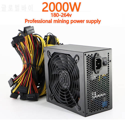 2000W PC Power Supply for Bitcoin Miner ATX 2000W 12V PSU Ethereum 2000W ATX Power Supply Bitcoin S9 S7 L3 8GPU ETH BTC Mining