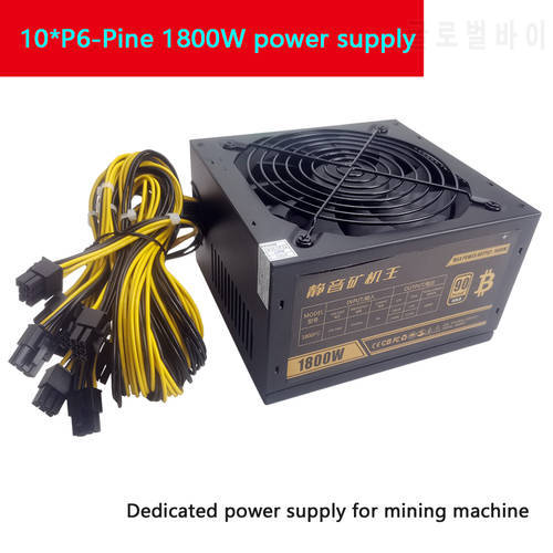 1600W 1800W 2000W Bitcoin Mining PSU PC Power Supply Computer Mining Rig 8 GPU ATX Ethereum Coin 12v 6pin Power Supply