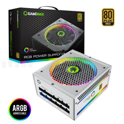 Gamemax RGB-850 White Power Supply for pc 8x Sata Fully Modular 80PLUS Gold Certified Gaming PSU 100-240v Power Supply for Gamer