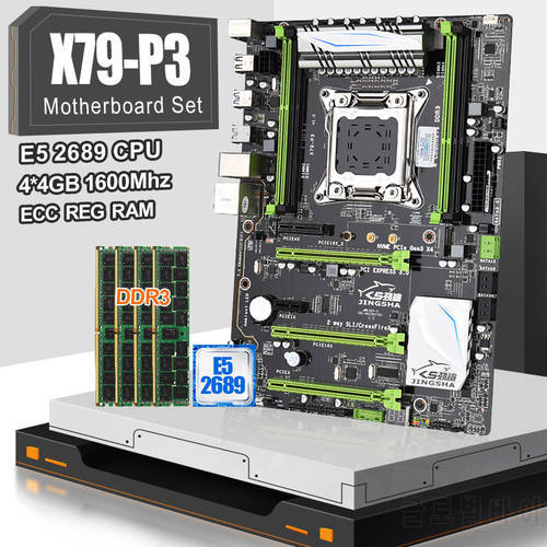 JINGSHA X79 LGA2011 Motherboard Kit With Xeon E5 2689 Processor And DDR3 4*4GB=16G RECC RAM Quad Channel X79P3 Gaming Mobo M.2