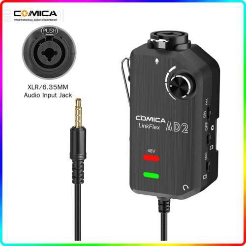 Comica AD2 XLR/ 6.35mm Microphone Preamp with XLR/Guitar Interface Adaptor for iPhone iPad Mac/PC, Android Phone DSLR Cameras