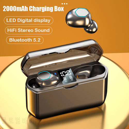 TWS Earphones Bluetooth-compatible Wireless Headphons Mini Earbuds 9D Stereo Sports Headset With 2000mAh Charging Box Power Bank