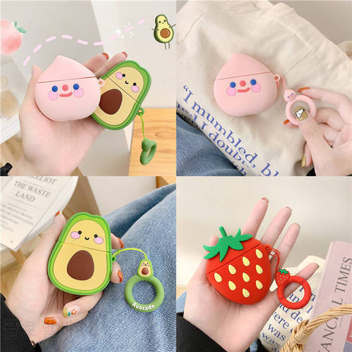 Cartoon Strawberry Avocado For airpods 1 2 case Silicone Cover For airpods Pro Case Cute Earphone 3D Headphone case Protective