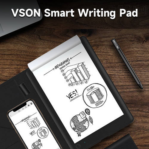VSON Smart Writing Pad Notebook with 8192-level Pressure Sensitivity Ballpoint Pen 150 Pages Offline Storage Protective Case