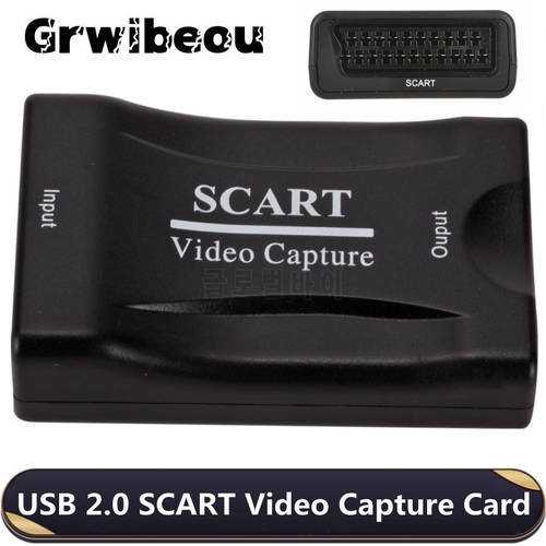 Grwibeou USB 2.0 Video Capture Card 1080P Scart Gaming Record Box Live Streaming Recording Home Office DVD Grabber Plug And Play