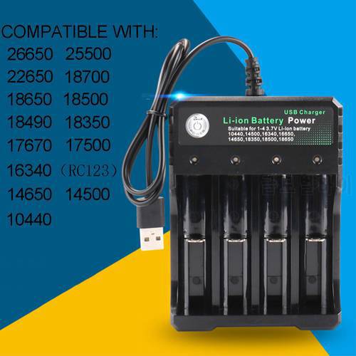 4.2V Li-ion Battery 18650 Charger USB Independent Charging Portable Electronic 18650 18500 16340 14500 26650 Battery Charger