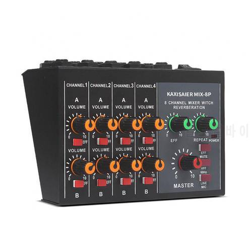 Portable ABS Digital 8-Channel Stereo Sound Mixing Console Reverb Effect Audio Mixer live streaming Adapter