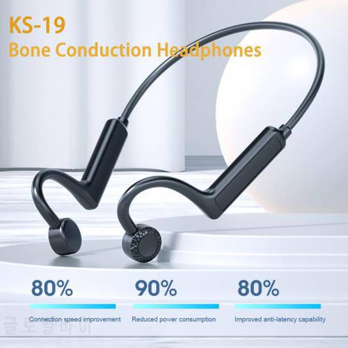 KS-19 Bone Conduction Headphones Wireless Bluetooth 5.1 Earphones Bass Sound Super Stereo Music Sport Earbud
