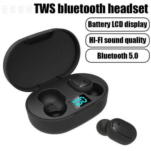 TWS E6S Wireless Bluetooth Earbuds Noise Reduction Waterproof Bluetooth 5.0 Headphones with Microphone for Universal Smartphone
