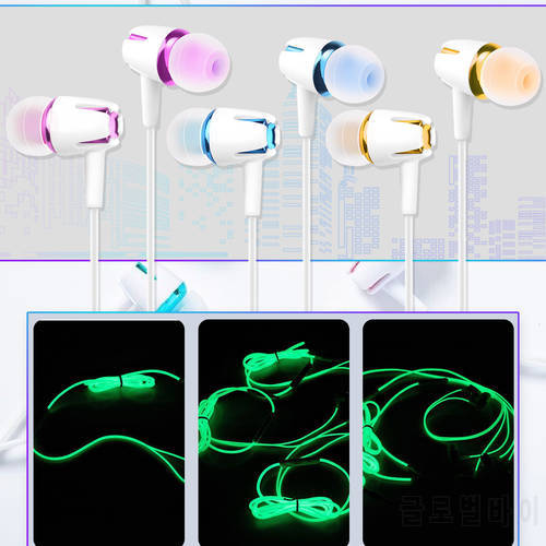 Wired Luminous Earphone High Bass Dual Drive HIFI Stereo In Ear Arphones qWith Microphone Earbuds 3.5mm Plug For Computer Phone