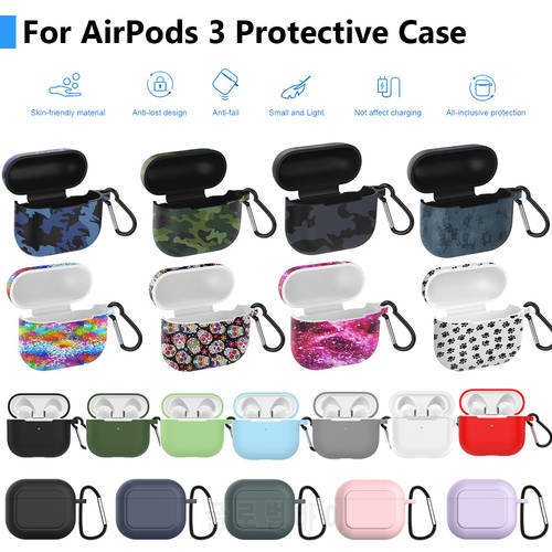Silicone Soft Shell Case Wireless Bluetooth Headset Protective Cover Dustproof Earphone Protector Case with Hook for AirPods 3