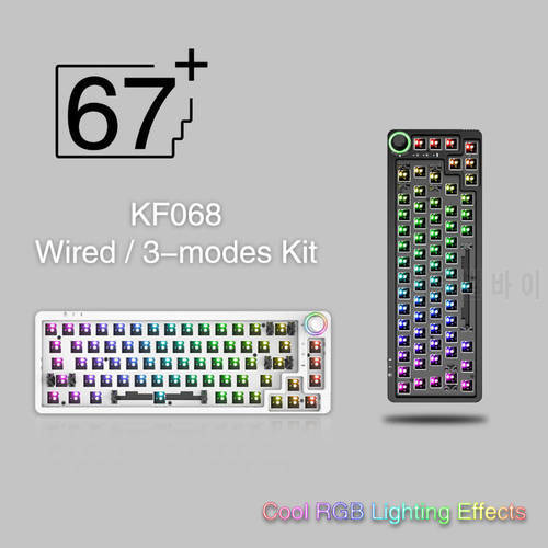 TM680 Knob Hot Swap Mechanical Keyboard Kit Wireless Bluetooth 3 Mode RGB Backlit Gamer 60% Keyboard For 3Pin/5Pin Switch