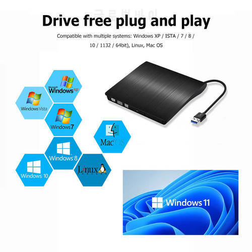 Slim External USB 3 0 High Speed Writer Drive Burner Reader Player Optical Drives for Asus Samsung Acer Dell Laptop PC Accessory