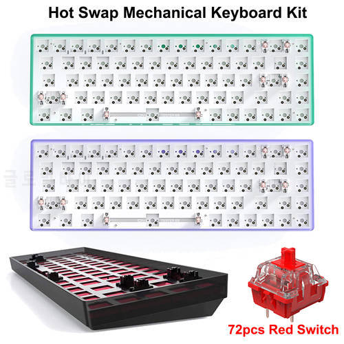 Tester68 Customized Mechanical Keyboard Kit Hot-swappable Shaft Base Axis BT5.0+2.4G Wireless Keyboard For 3Pin/5Pin Switch