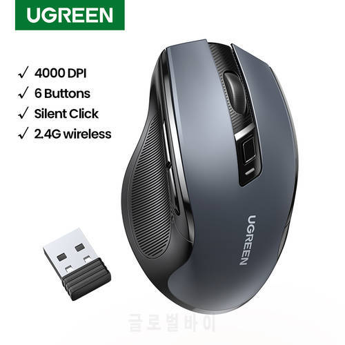 UGREEN Wireless Mouse Bluetooth 5.0 Mouse Ergonomic 4000 DPI Silent 6 Buttons For MacBook Tablet Laptop Mice Quiet 2.4G Mouse