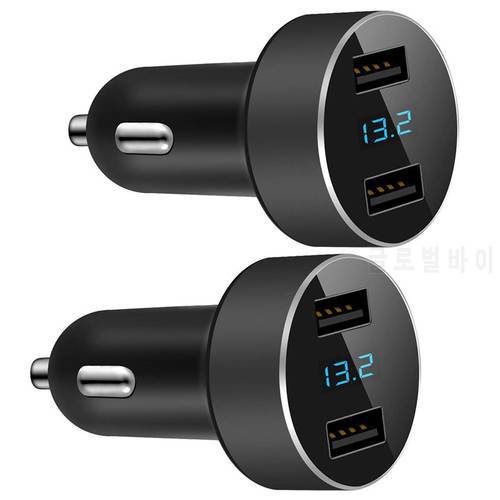 2X Dual USB Car Charger,Output 4.8A Car Adapter,Cigarette Lighter Voltage Meter Compatible For Iphone,Ipad,Samsung,LG