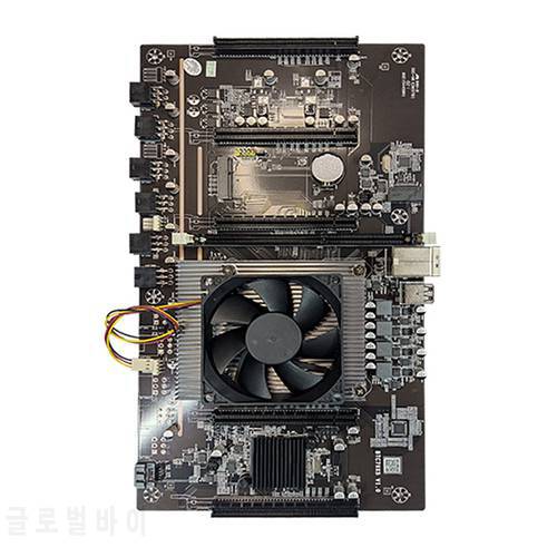 BTC Mining Machine Motherboard BTC79X5 V1.0 LGA 2011 DDR3 Supports 32G 60mm Pitch RTX3060 Graphics Card with Cooling Fan