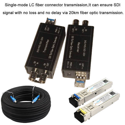 20km HD SDI Fiber Converter 1080i BNC Coaxial Signal Optic Converter 1080 30Hz HD-SDI Fibra Optical Converter Over SFP