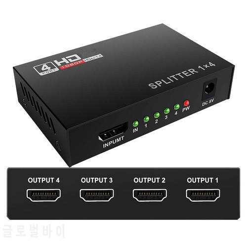3D 1080P HDMI-compatible Splitter HDCP 1 in 4 out Power Signal Amplifier 1x4 Audio Spliter Switch HD Converter Adapter