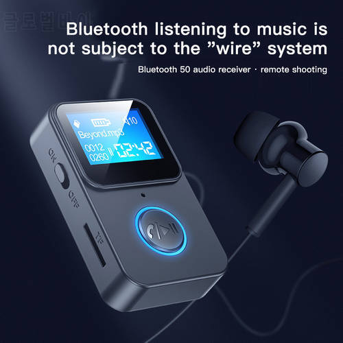 Bluetooth MP3 Player LCD Screen Display Button Control Audio Receiving Adapter TF Card Remote Control Can Take Pictures Remotely