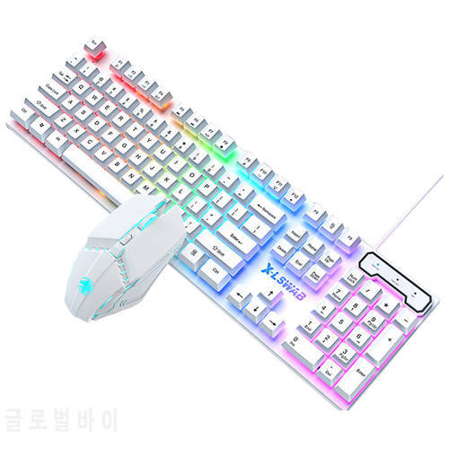RGB Gaming Mechanical Keyboard Wired 104 Key LED Rainbow Backlight Game Keyboard Mouse For Gamer Laptop PC Computer Accessories
