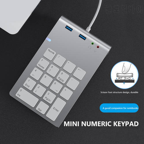 2021 New Numeric Keypad Keys Digital Keyboard 18 Keys Numeric Keypad Numpad USB HUB Digital for Laptop Desktop PC
