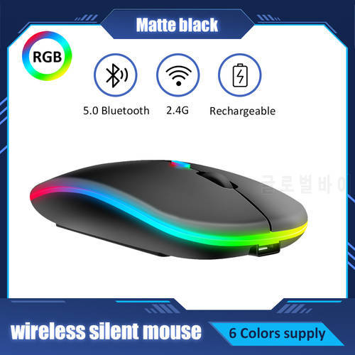 2.4G Wifi Wireless Mouse USB Rechargeable Colorful Silent Gaming Mouse For Laptop Computer