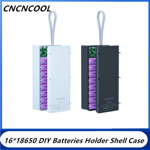 16*18650 DIY Batteries Holder Shell Case PD QC3.0 USB Free Welding Storage Box Wireless Charging For 18650 Battery Power Bank