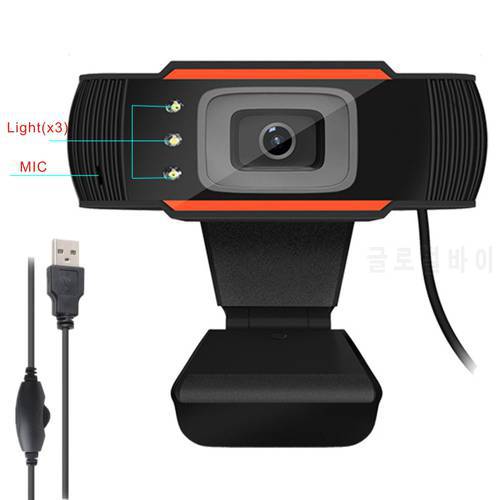 Webcam For Computer PC Web Camera For Laptop 480P HD LED Light Microphone USB Cameras For Live Broadcast Youtube Video Calling