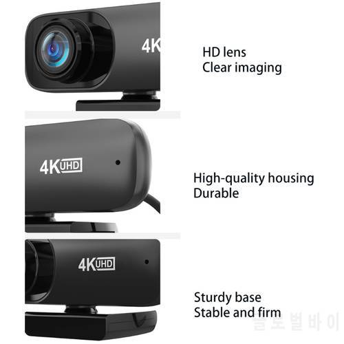 Webcam Full High Definition 4K Web Camera Wide Angle View w/ Built-in Mic Free Drive for Computer Video Live Teaching
