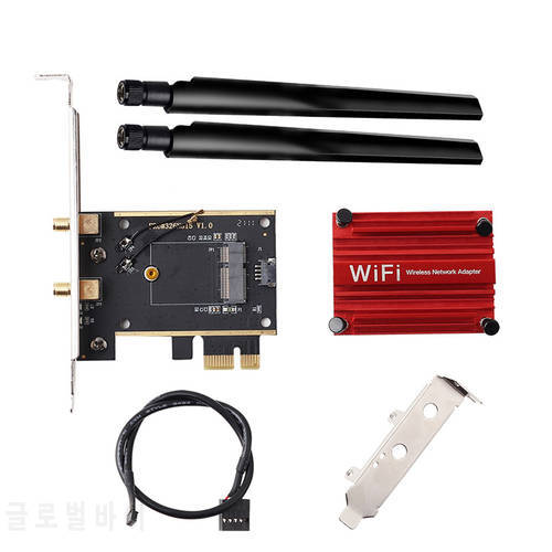 For M.2 Wifi Card AX210 AX200 M.2 To PCI Express Wifi Wireless Adapter Converter NGFF M.2 WiFi Bluetooth Card with 2x Antenna