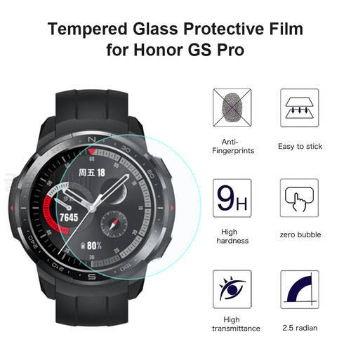 2pcs Tempered Glass Screen Film Replacement Anti-oil/water Coating for Huawei Honor GS Pro Smart Watch Bracelet Display Cover
