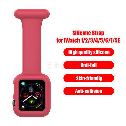 Silicone Brooch Strap for Apple Watch Band 38/42mm for iWatch Series 7/6/5/4/3/2/1/SE Doctor Nurse Watchband Bracelet Wristband