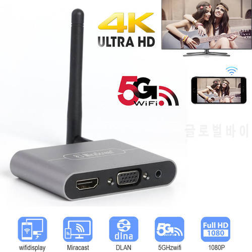 Mirascreen X6W Plus TV Stick 5G 4K Wireless Wifi Display Dongle Adapter HDMI-compatible VGA Audio Video Converter Phone To TV