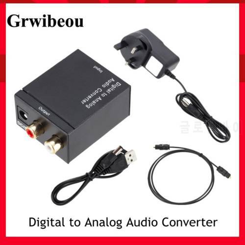 Grwibeou Digital to Analog Audio Converter Audio Optical Fiber Toslink Coaxal Signal to AV R/L Audio Decoder SPDIF DAC Amplifer