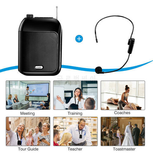 Portable Voice Amplifier with Wireless Headset Microphone For Teachers tour Guiding Speaker Teaching