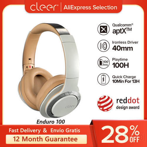 Cleer Enduro 100 Bluetooth Wireless Headphones Hi-Res Sound Quality Headset with Aptx-HD,100 Hours Playtime Earphone