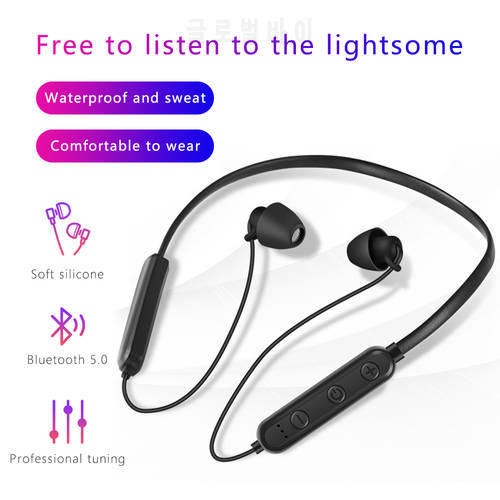 Wireless Bluetooth Sleeping Earphone Soft Silicone Stereo Sports Earbuds Hanging Neck Headset Noise Cancel Bluetooth Earphone