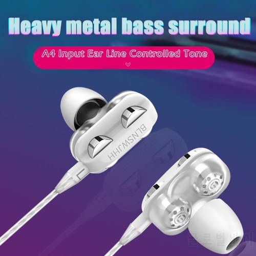 Stereo Wired Earphones 3.5mm Bass 6D Stereo In-ear Wired Mic Volume Control Headset For Samsung For Huawei Smartphone