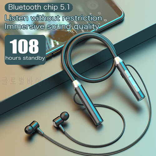 New neck-mounted bluetooth headset sports wireless headset neck-mounted large battery with binaural magnetic suction