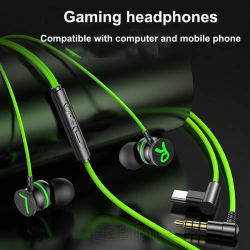 Gaming Wired Earbuds USB Type C 3.5 MM In Ear Earphone With Mic Stereo Call Headset Earphones for Oppo Xiaomi Huawei Computer