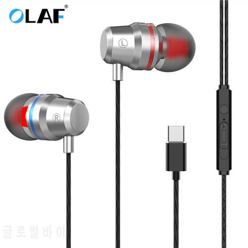 Metal Type C Earphone Wired In-ear Headphone With Mic Wire Control Bass Headset Earbuds For Oneplus Xiaomi Huawei Samsung Galaxy