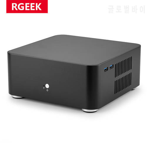 Hot Selling RGEEK L80 All Aluminum Chassis Small Desktop PC Tower Computer Case With Power Adapter Mini ITX Case