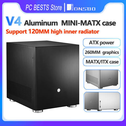 Jonsbo V4 MINI-MATX/ITX Case MATX Motherboard All-aluminum Chassis ATX Power 260MM Long Internal Graphics Card Office Host
