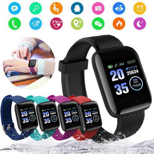 116 PLUS Smart Bracelet Watch Color Screen Heart Rate Blood Pressure Monitoring Track Movement Smart Watches Waterproof Bracelet