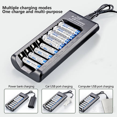 1.2V 8 Slots USB Electric Battery Charger Independent Fast Charging Smart Charger Portable for AA/AAA Ni-MH/Ni-Cd Rechargeable